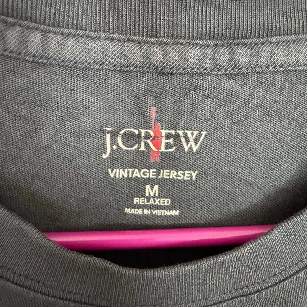 J.Crew Vintage Wash Cotton Jersey Pocket T-shirt Mens M Black Relaxed Pullover